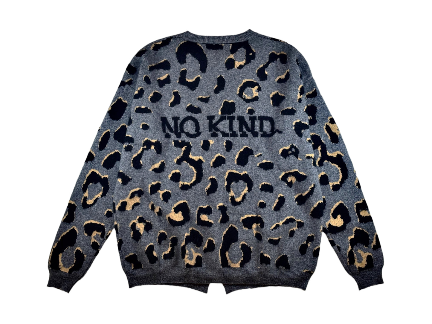 NO KIND. of Cardigan - Leopard Print Cashmere Knit Loose Fit Crewneck Cardigan